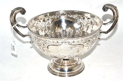 Lot 492 - A presentation double handled silver bowl