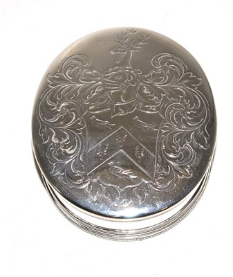 Lot 506 - Silver oval box and cover, crested