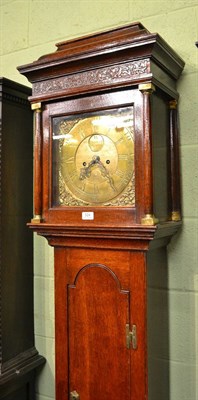 Lot 524 - Early 19th century oak longcase clock with brass square dial, 8-day, W Barnard of Newark