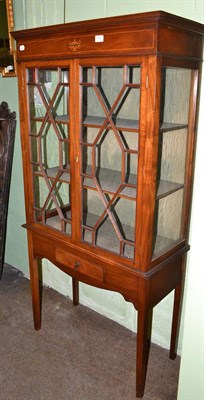 Lot 526 - Edwardian mahogany inlaid display cabinet on stand