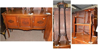 Lot 544 - Edwardian mahogany sideboard, oak plant stand and an Edwardian mahogany carver chair