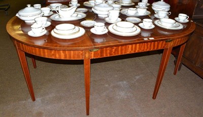 Lot 576 - Mahogany inlaid D-end dining table