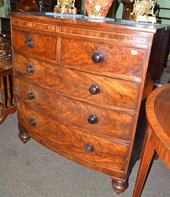 Lot 577 - Victorian mahogany bow front four height chest of drawers