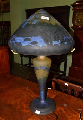 Lot 578 - Cameo table lamp, signed Nancy 1889