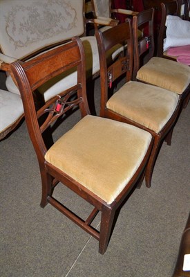 Lot 589 - Set of three 19th century mahogany dining chairs with rail backs and another similar set of...