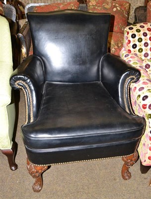 Lot 593 - Walnut framed armchair with close nailed upholstery