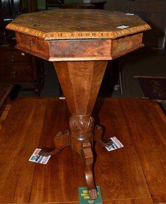 Lot 621 - Victorian parquetry inlaid walnut work table