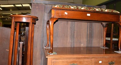 Lot 630 - Mahogany duet piano stool and a mahogany inlaid two-tier plant stand