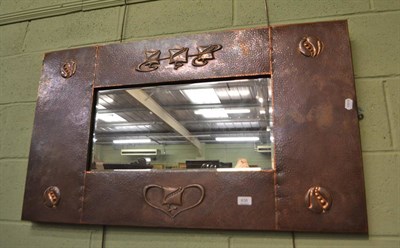 Lot 638 - Embossed copper framed wall mirror