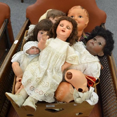 Lot 705 - AM 990 bisque socket head doll, French celluloid PCP doll with jointed body and modern bisque...