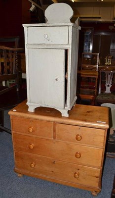 Lot 708 - Pine chest of drawers and cream painted bedside chest