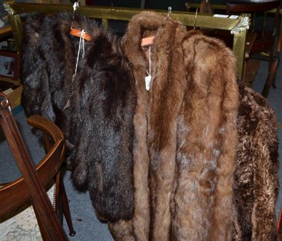 Lot 722 - Two fur coats, fur capelets, fox stole and other remnants