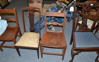 Lot 723 - Pair of country dining chairs and three others