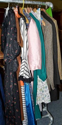 Lot 737 - Assorted circa 1960's/70's and later clothing including Kati by Laura Phillips black taffeta...