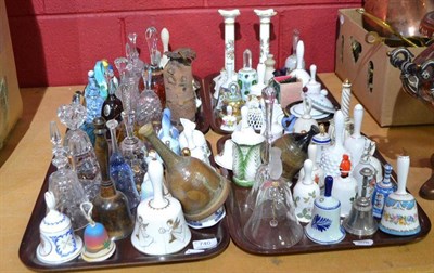 Lot 740 - A large collection of decorative and ornamental bells including glass, ceramics and metal examples