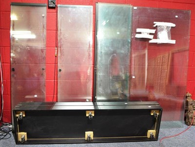 Lot 774 - Two glass framed exhibition cabinets with shelving