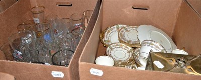 Lot 778 - Six boxes of spirit miniatures, German beer glasses, Royal Stafford tea set, Wedgwood tea set