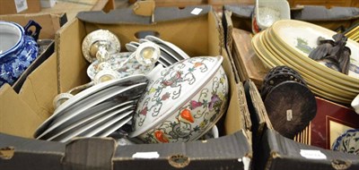 Lot 800 - Modern Chinese dinner service and assorted decorative ceramics, glassware etc (four boxes)