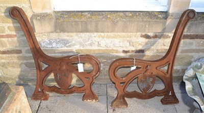 Lot 827 - A pair of metal garden bench ends (Huddersfield)