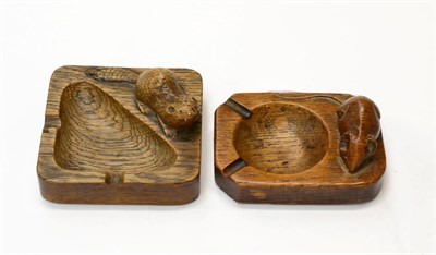 Lot 623 - A Robert  "Mouseman " Thompson Oak Ashtray, of standard rectangular form, with carved mouse...