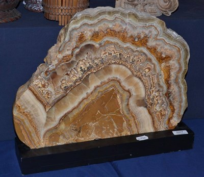 Lot 927 - An early 20th century Chinese large slice of agate on stand