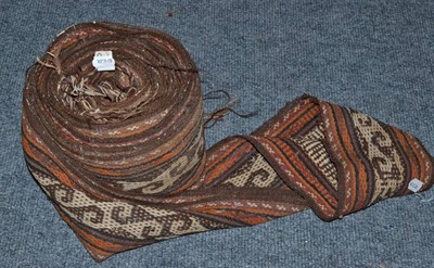 Lot 944 - A long woven band from Uzbekistan, Central Asia in raised sumach stitch, decoration for the...