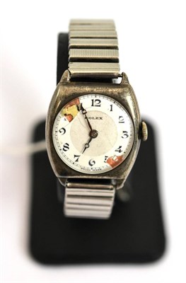 Lot 36 - A Rolex silver cased wristwatch No. 5000, with expanding bracelet