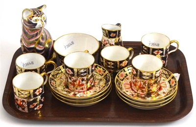Lot 56 - Royal Crown Derby cat paperweight and a Royal Crown Derby coffee set
