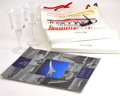 Lot 58 - A collection of Concorde memorabilia including two glasses