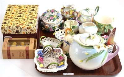 Lot 67 - A collection of German porcelain including a Franz part tea service, Sitzendorf etc and two...