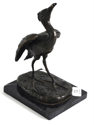Lot 72 - A French bronze of a heron with a fish in it's beak, signed A Leonard