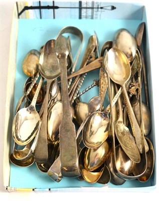 Lot 154 - A quantity of 18th century and later silver, mostly teaspoons, including some bright cut...