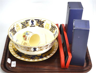 Lot 197 - A Royal Crown Derby plate, a limited edition Coalport Silver Jubilee bowl, a Royal Crown Derby...