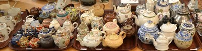 Lot 199 - Three trays of assorted academic and decorative miniature teapots including various salt...