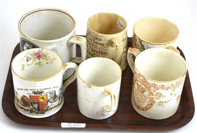 Lot 219 - Six Victorian commemorative mugs