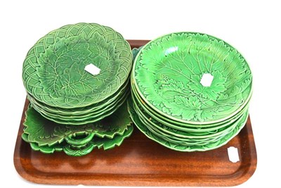 Lot 232 - Assorted green glaze plates, comports etc