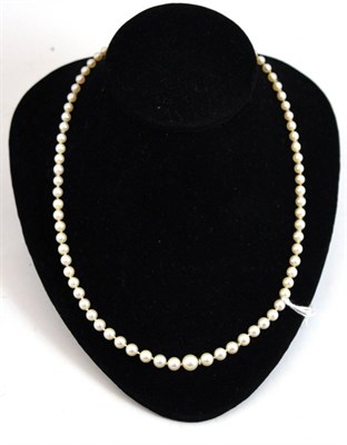 Lot 277 - A cultured pearl necklace with original clasp present (recently converted to a hook fitting)