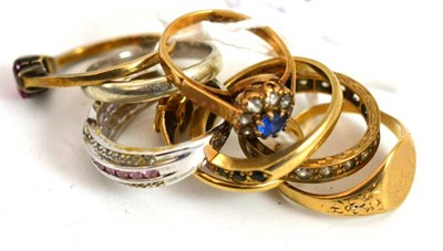 Lot 282 - Eight dress rings, stamped '9CT' and '9CT GOLD'