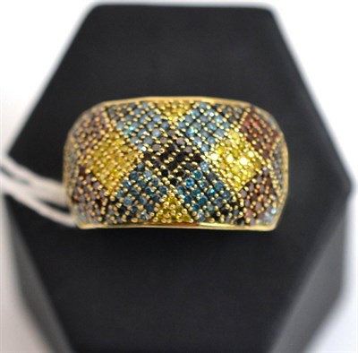 Lot 286 - A 9ct gold multi-coloured diamond ring