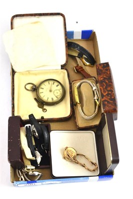 Lot 290 - Seven lady's wristwatches, 9ct gold lady's wristwatch and a silver pocket watch