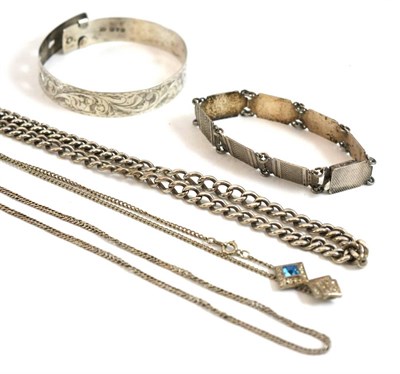 Lot 298 - Silver watch chain and two silver bracelets