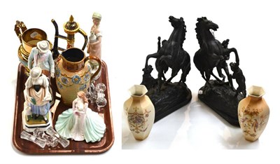 Lot 364 - A pair of Marley horses (a.f.) and a quantity of decorative ceramics including a Doulton...