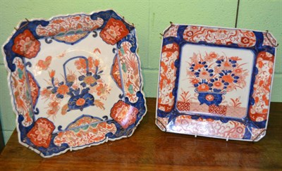 Lot 387 - Two Japanese Imari octagonal dishes