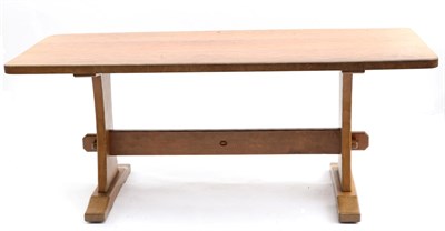 Lot 666 - An Acorn Industries Oak 6ft Refectory Table, on two shaped supports, joined by a stretcher,...