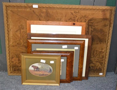 Lot 1019 - A collection of assorted fox hunting prints and pictures and a tapestry depicting foxes