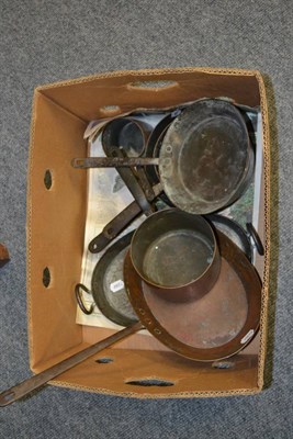 Lot 1022 - Seven assorted copper pans and skillets