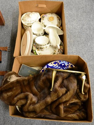 Lot 1026 - A dinner service, a fur, a brass trivet, ceramics etc