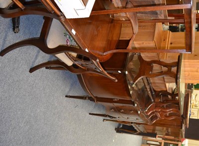 Lot 1049 - A quantity of reproduction furniture including a D-end table and chairs, sideboard, nest of tables