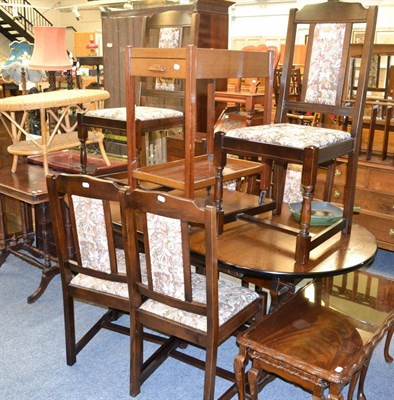 Lot 1064 - Tea trolley, set of six dining chairs, two tier caned occasional table, nest of three...