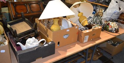 Lot 1092 - A quantity of decorative ceramics and glass including decanters with stoppers, etc (in three boxes)